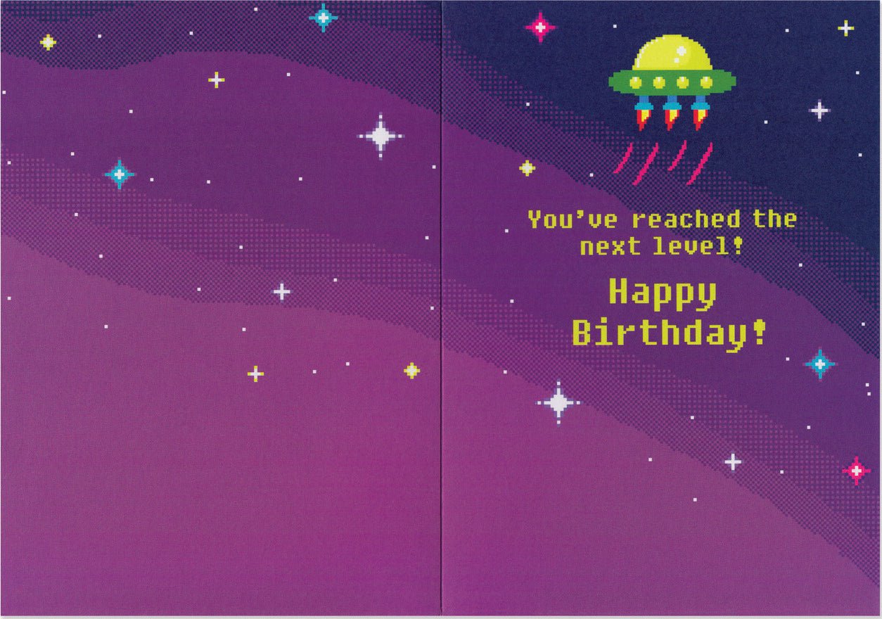 Level Up Neon Birthday Card by Peaceable Kingdom