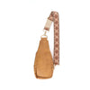 The Atlas | Zippered Sling Bag with Strap: Brown with Boho Strap