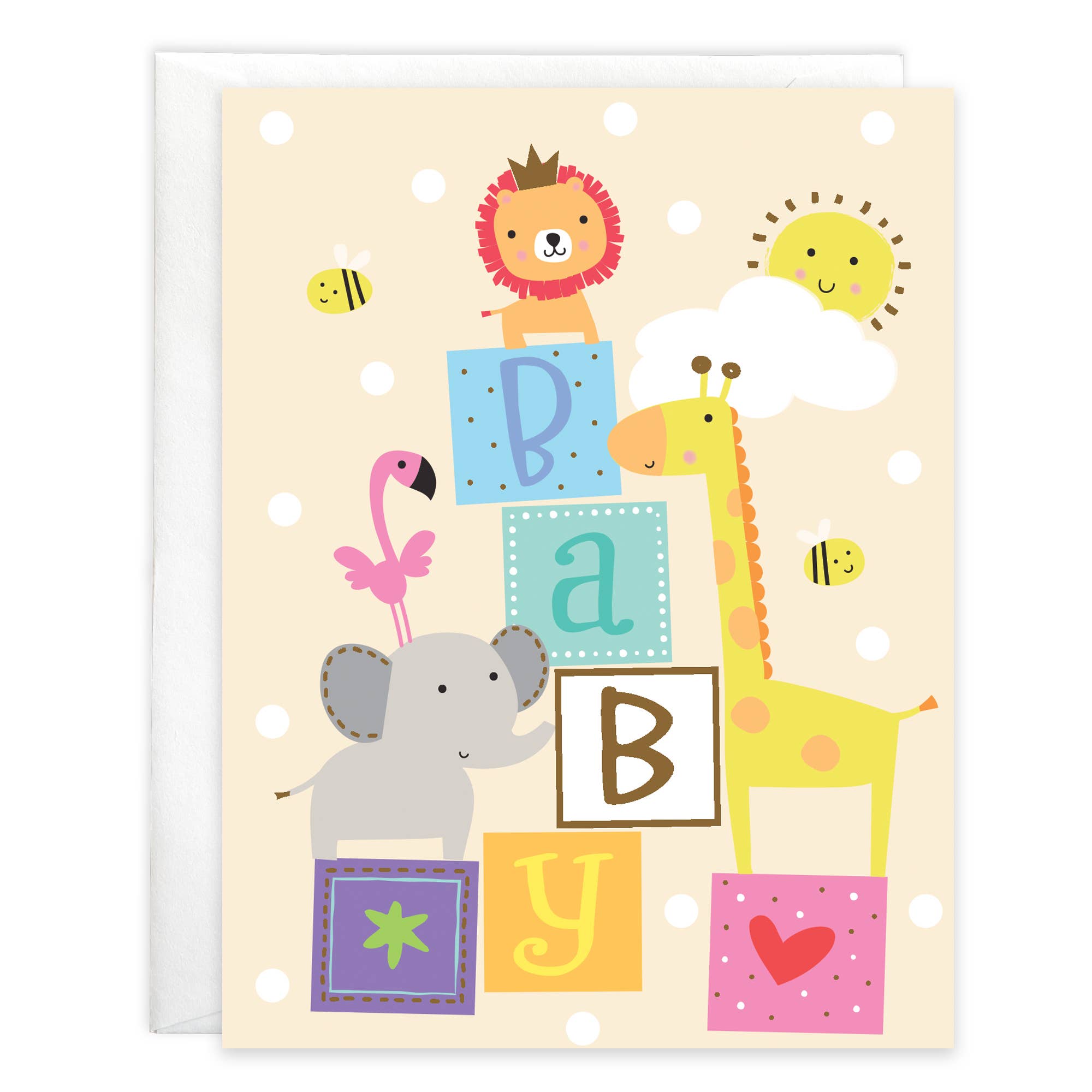 Baby Greeting Card - Baby Blocks and Animals