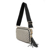 The Finley | Woven Camera Crossbody with Tassel: Navy Checkered