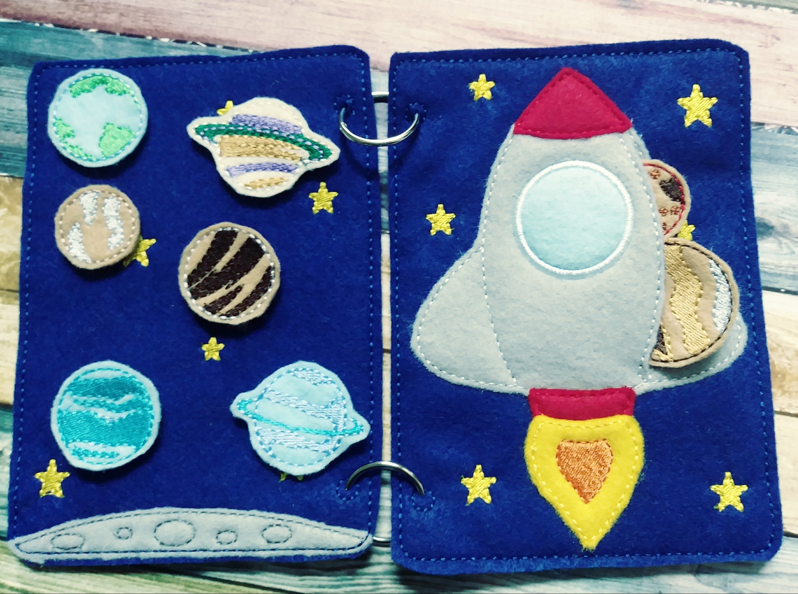 Solar system quiet book page - outer space quiet book page - travel toy - learning page