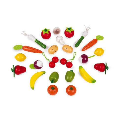 24 Pieces Fruit & Vegetable Basket by Janod #J05620
