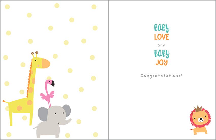 Baby Greeting Card - Baby Blocks and Animals