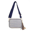 The Finley | Woven Camera Crossbody with Tassel: Navy Checkered
