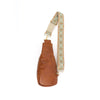 The Atlas | Zippered Sling Bag with Strap: Brown with Boho Strap