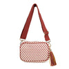 The Finley | Woven Camera Crossbody with Tassel: Navy Checkered
