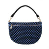 Freya | Woven Vegan Suede Crescent Crossbody Bag : Black/Brown Checkered