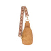 The Atlas | Zippered Sling Bag with Strap: Brown with Boho Strap
