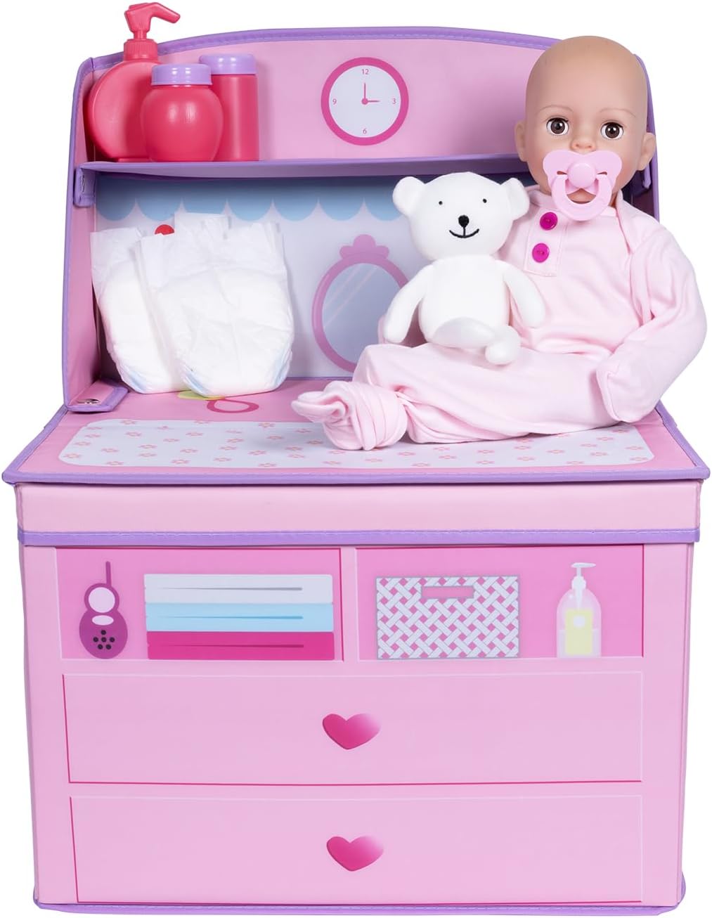 Perfectly Pink 10 Piece Baby Doll Changing Table Gift Set by Adora #24036