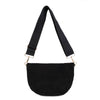 Freya | Woven Vegan Suede Crescent Crossbody Bag : Brown