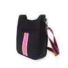 The Isabella Courier Crossbody - Black with Pink Stripe