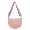 Freya | Woven Vegan Suede Crescent Crossbody Bag : Brown