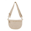 Freya | Woven Vegan Suede Crescent Crossbody Bag : Brown