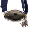 The Finley | Woven Camera Crossbody with Tassel: Navy Checkered