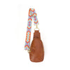 The Atlas | Zippered Sling Bag with Strap: Brown with Boho Strap
