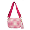 The Finley | Woven Camera Crossbody with Tassel: Kelly Green Checkered