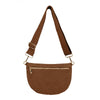 Freya | Woven Vegan Suede Crescent Crossbody Bag : Brown