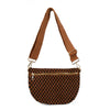 Freya | Woven Vegan Suede Crescent Crossbody Bag : Brown
