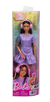 Barbie Fashionista Doll, Purple Striped Dress, Head Phones, + Fidget Spinner (ASAN x Barbie)