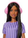 Barbie Fashionista Doll, Purple Striped Dress, Head Phones, + Fidget Spinner (ASAN x Barbie)