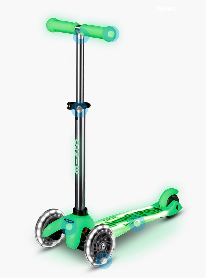 Micro Mini Deluxe Glow LED Plus Scooter - Icy Lime