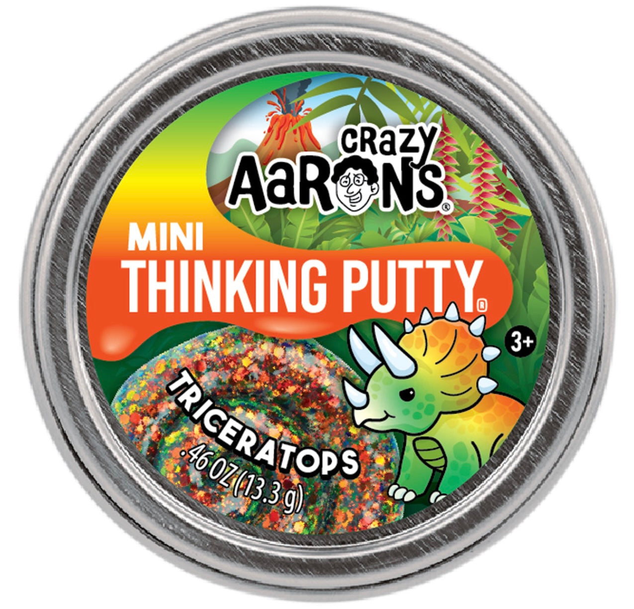 Triceratops Thinking Putty 2'' Tin by Crazy Aaron’s