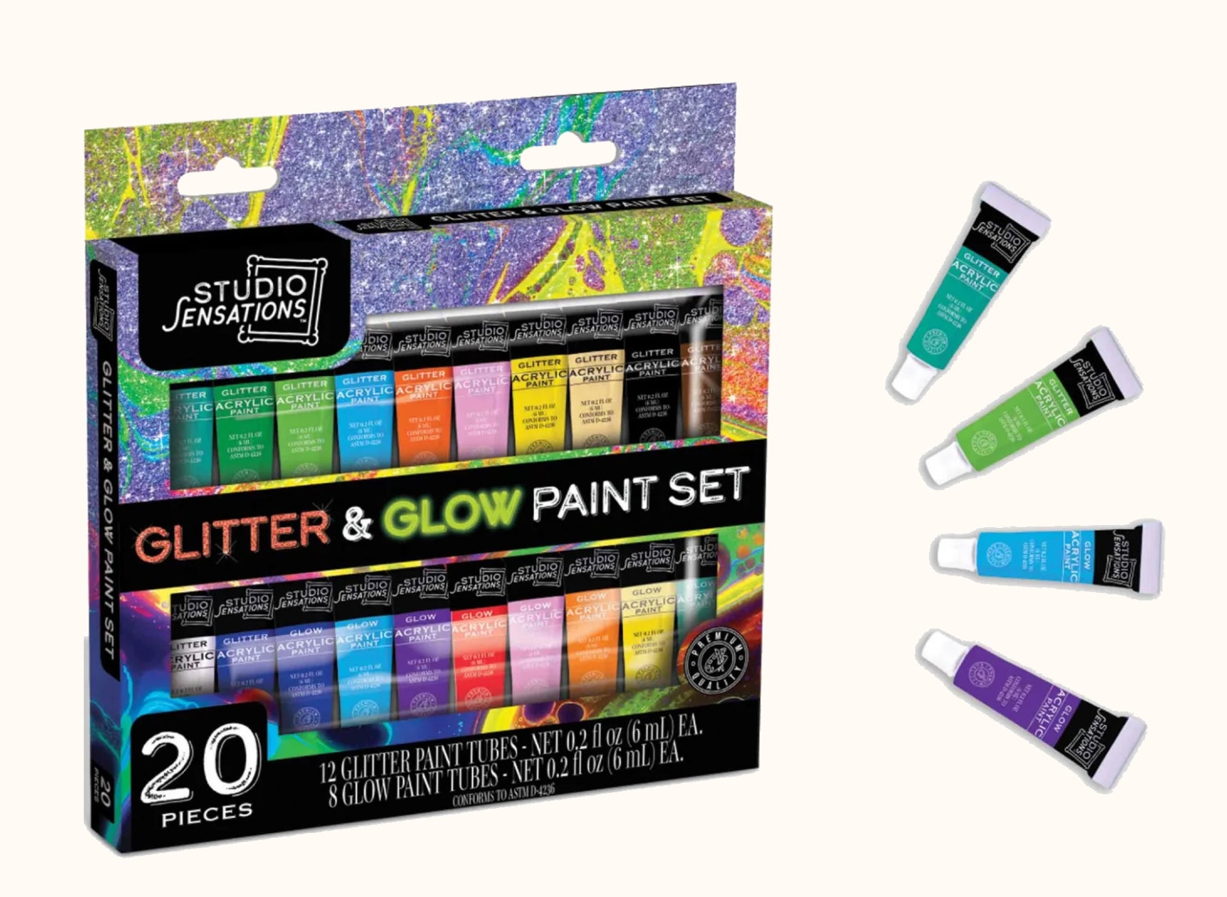 20pc Glitter & Glow Paint Set by Anker Play