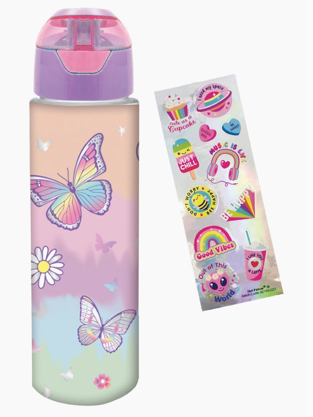 Tie Dye Butterfly H2O Bottle With Stickers by Hot Focus #410TB