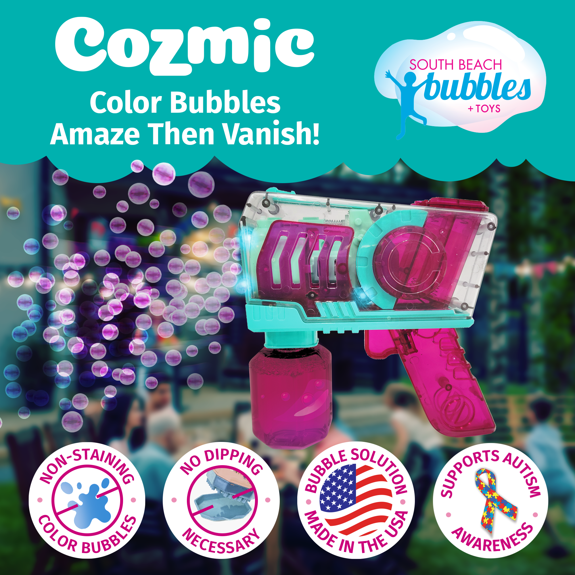 PoppinColorz Cozmic: Color Bubble Blaster by South Beach Bubbles # SBB521