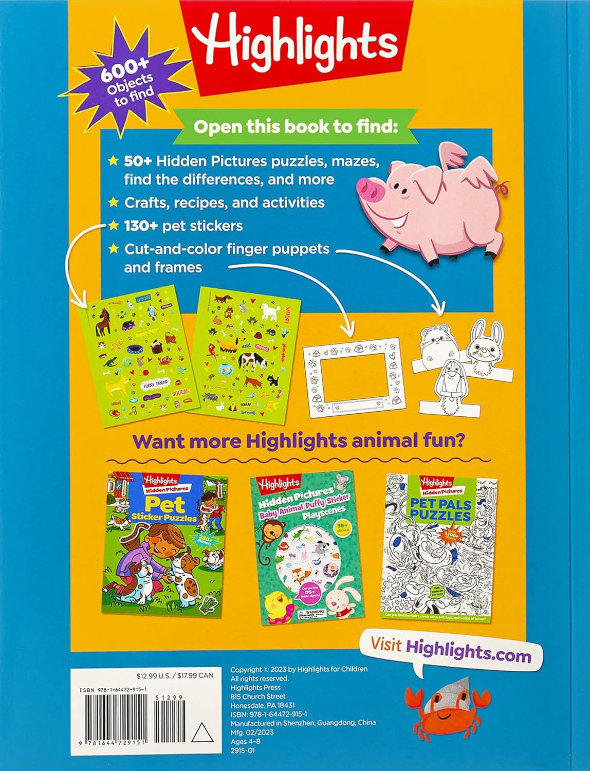 Highlights Pet Puzzles Deluxe Hidden Pictures Book
