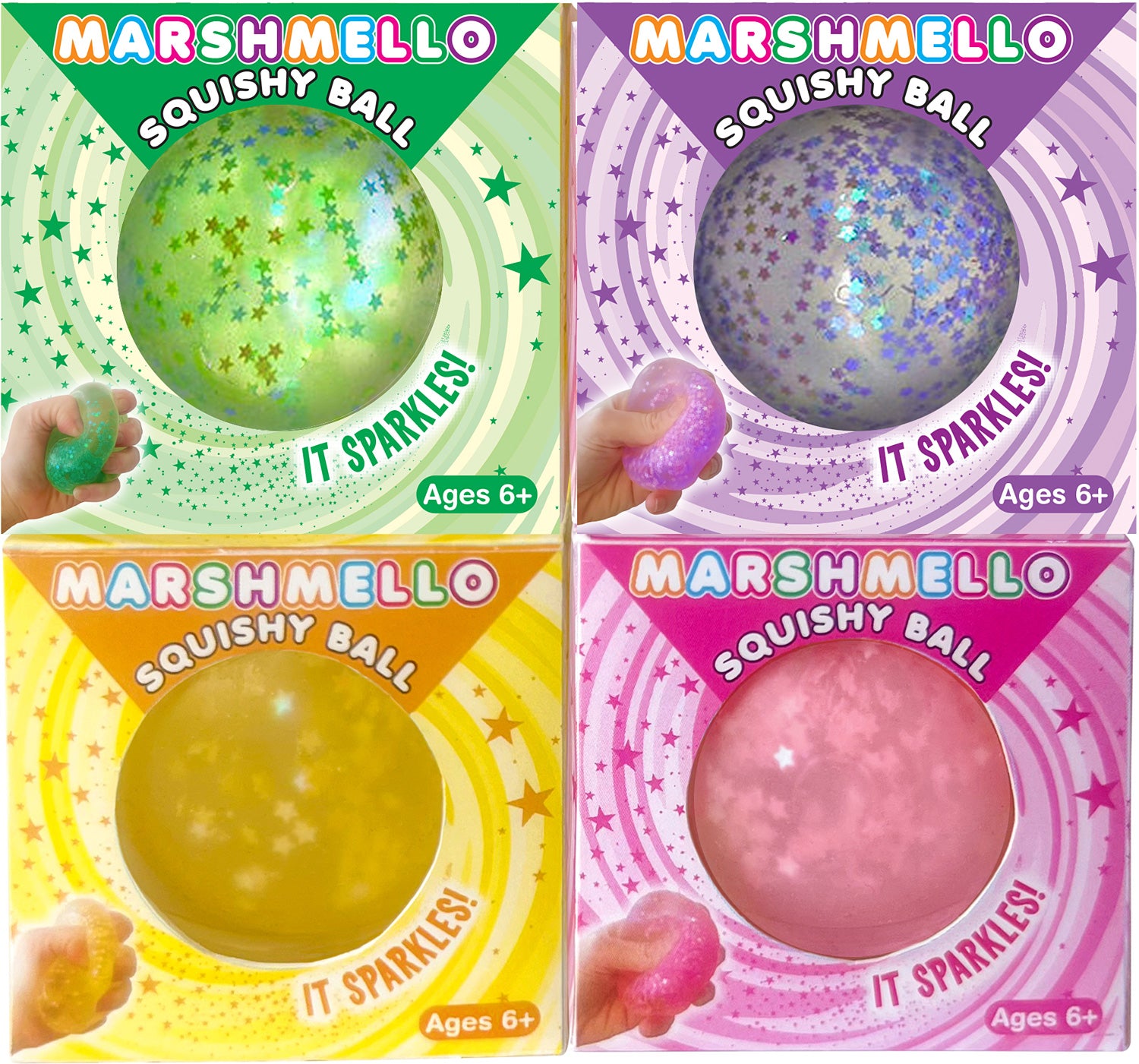 Marshmello Sparkle Squishy Ball by Zorbitz #8244-16
