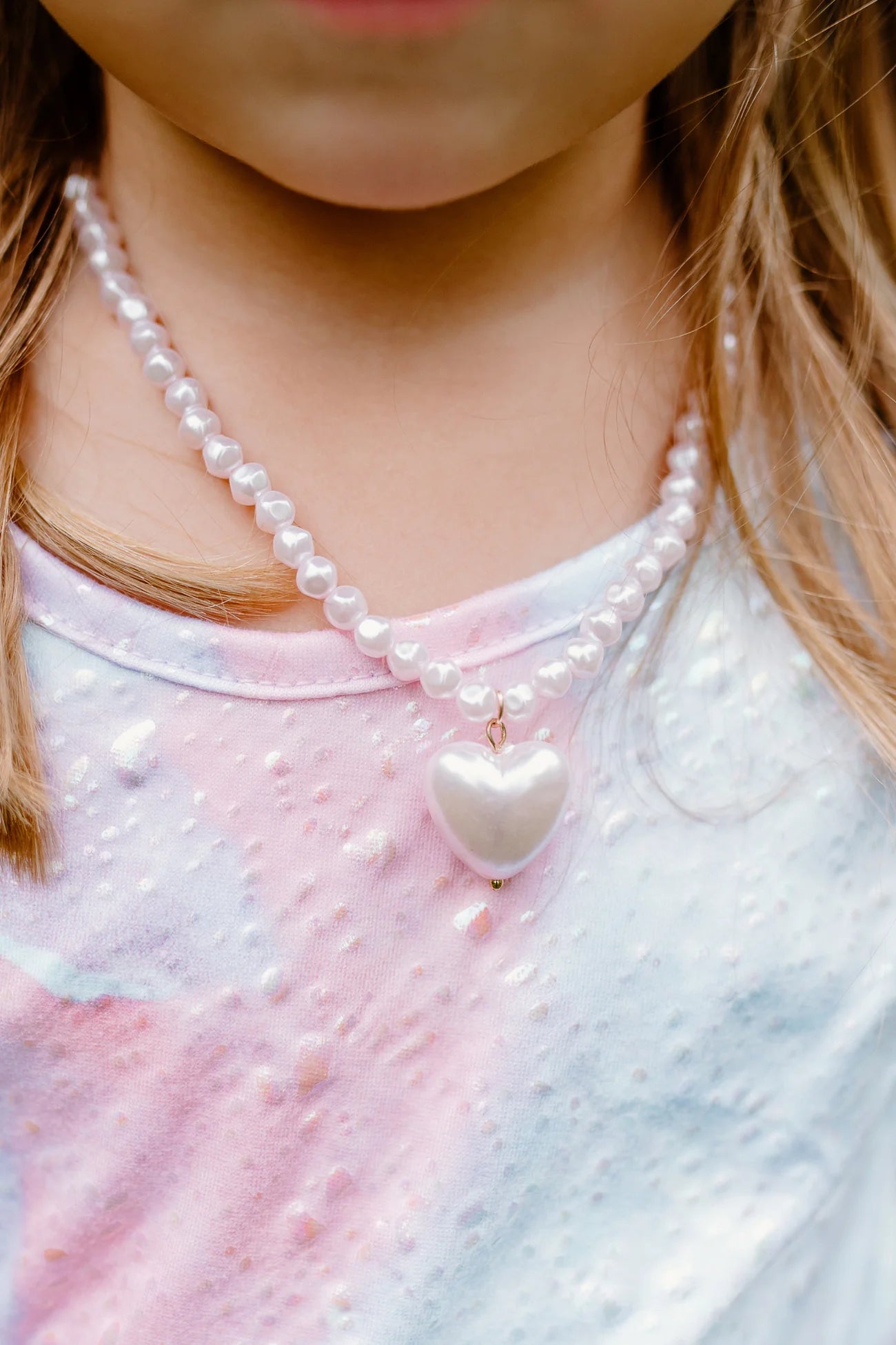 Pink Pearl Heart Necklace by Great Pretenders # 86144