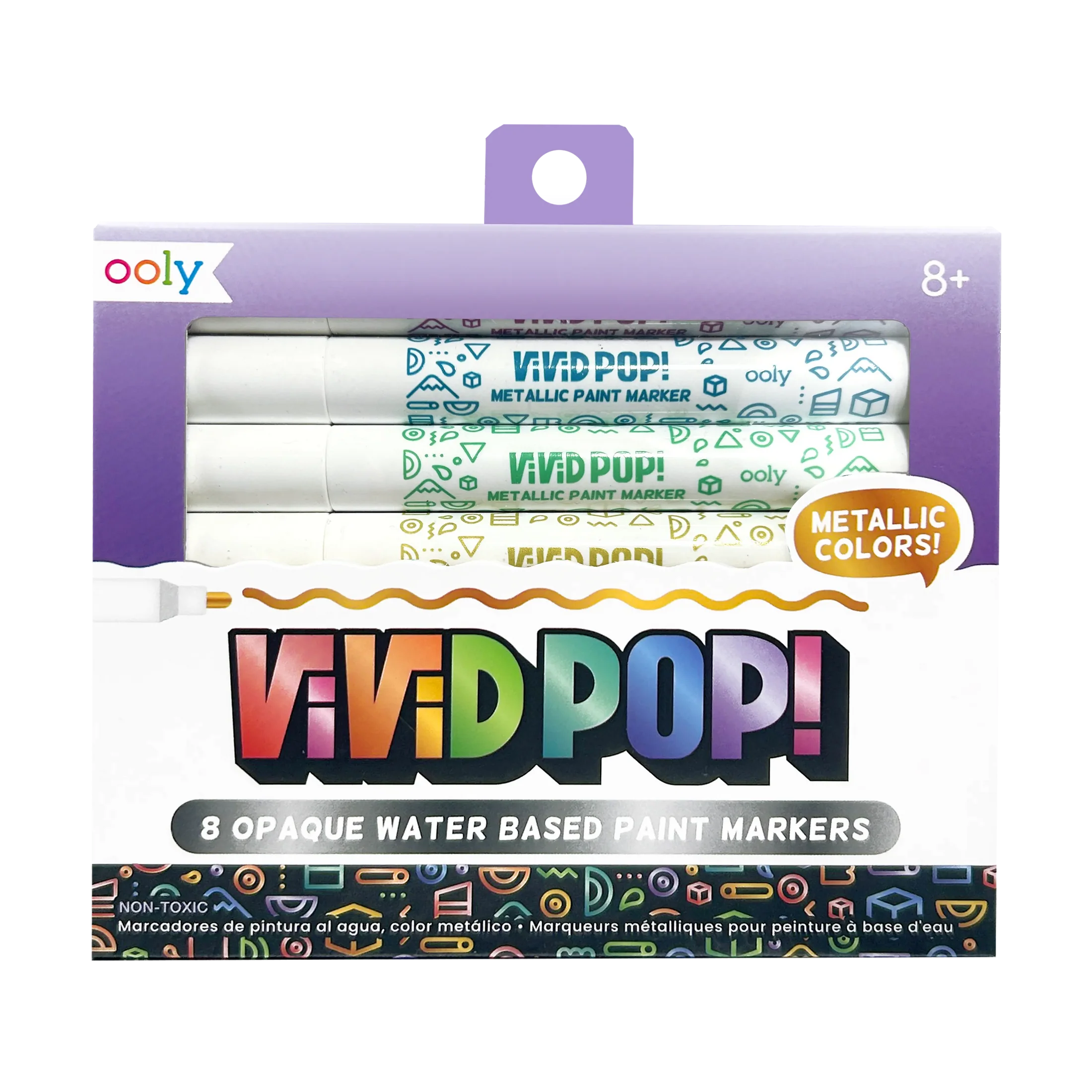 Vivid Pop! 8 Water Based Paint Markers - Metallic