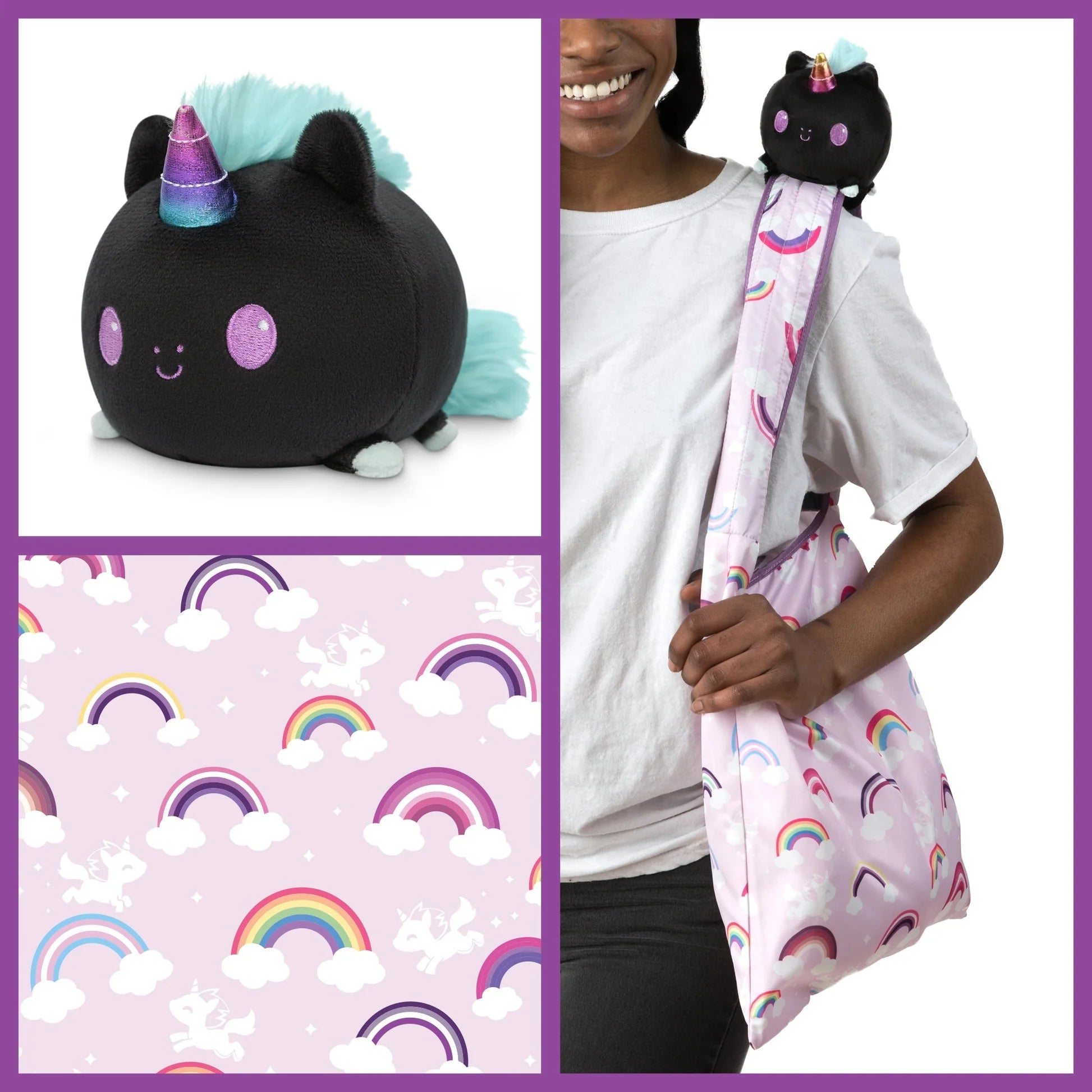 Black Unicorn Plushie Tote Bag by Tee Turtle