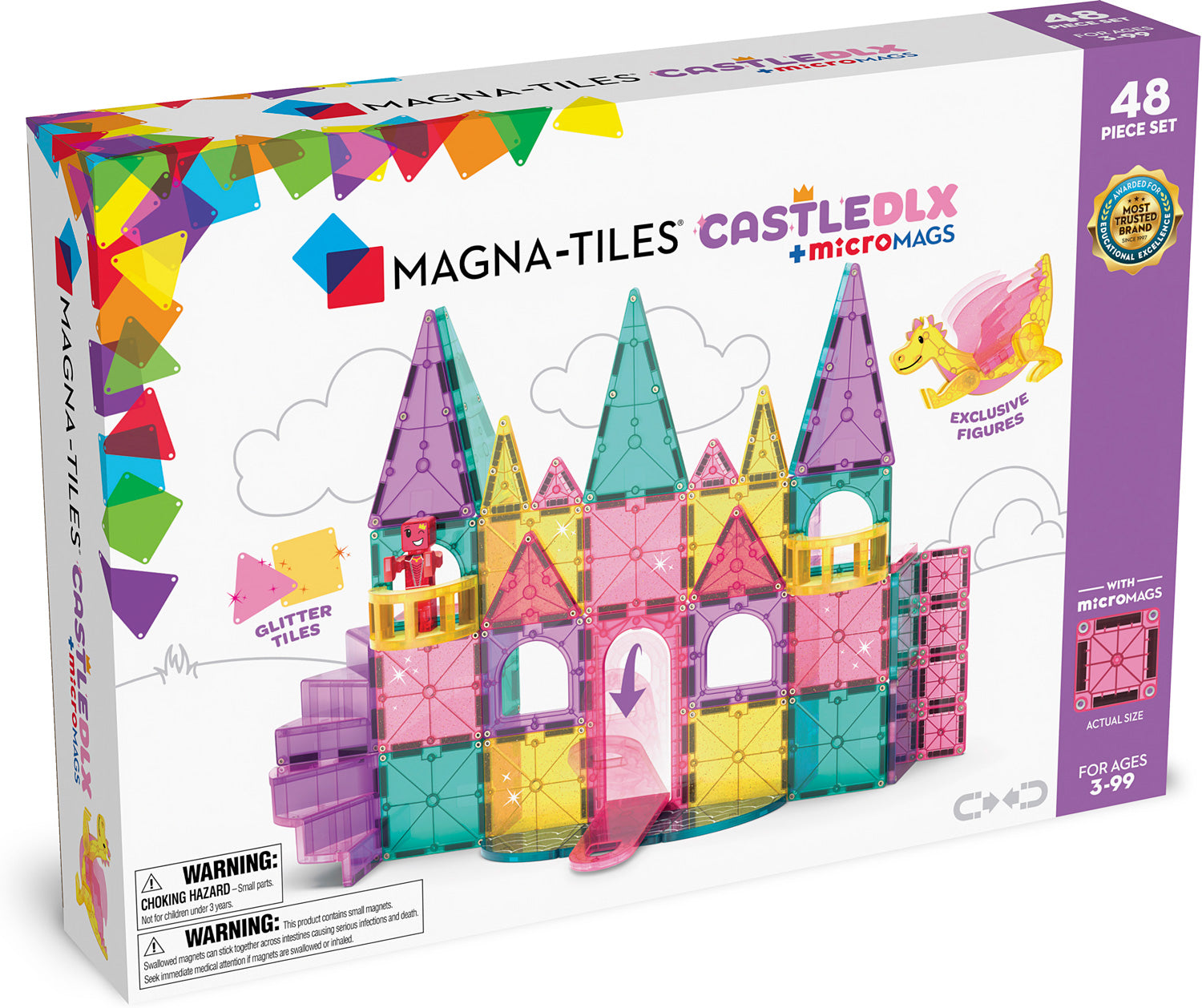 Magna-Tiles Castle DLX + MicroMAGS 48 Piece Set #242048CA