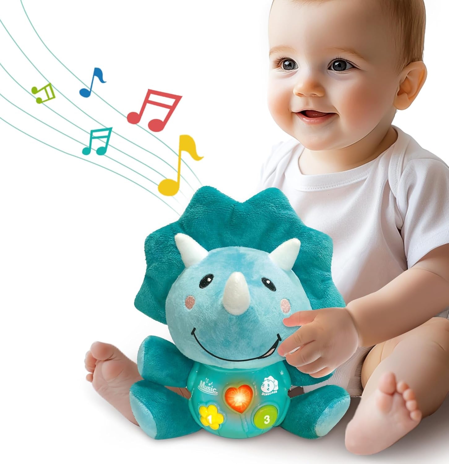 Baby Triceratops Musical Soother Toy by iPlay iLearn