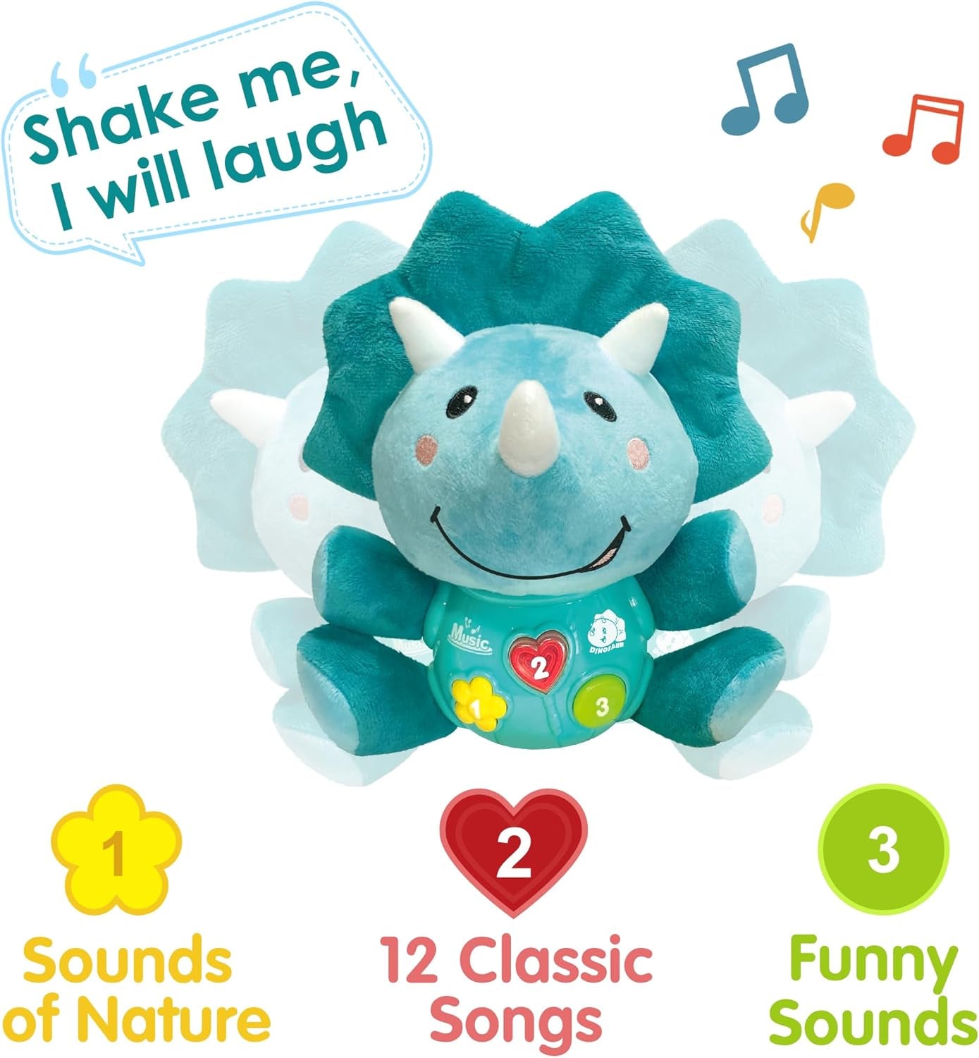 Baby Triceratops Musical Soother Toy by iPlay iLearn