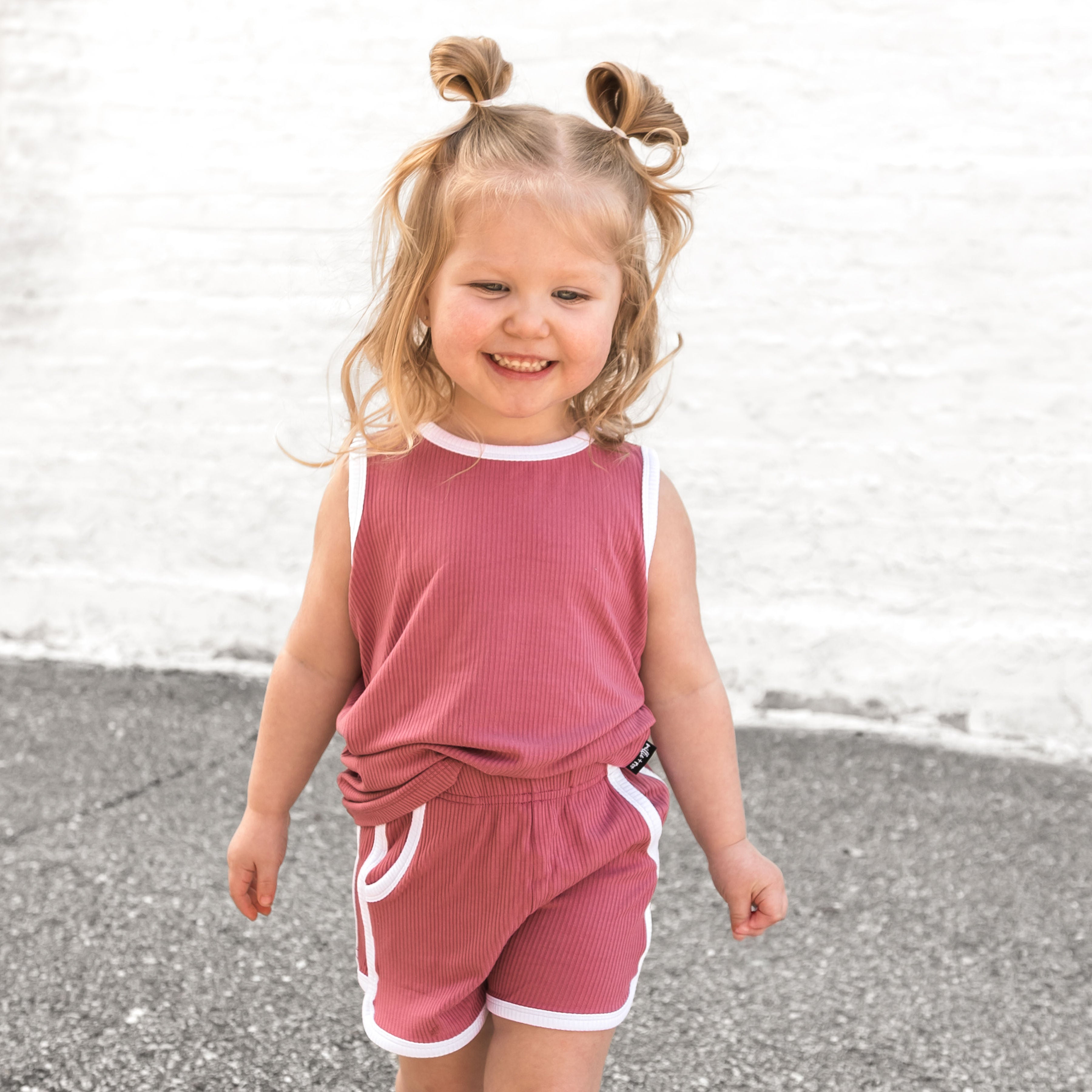 TRACK SHORTS SET- Bamboo Rib Mauve