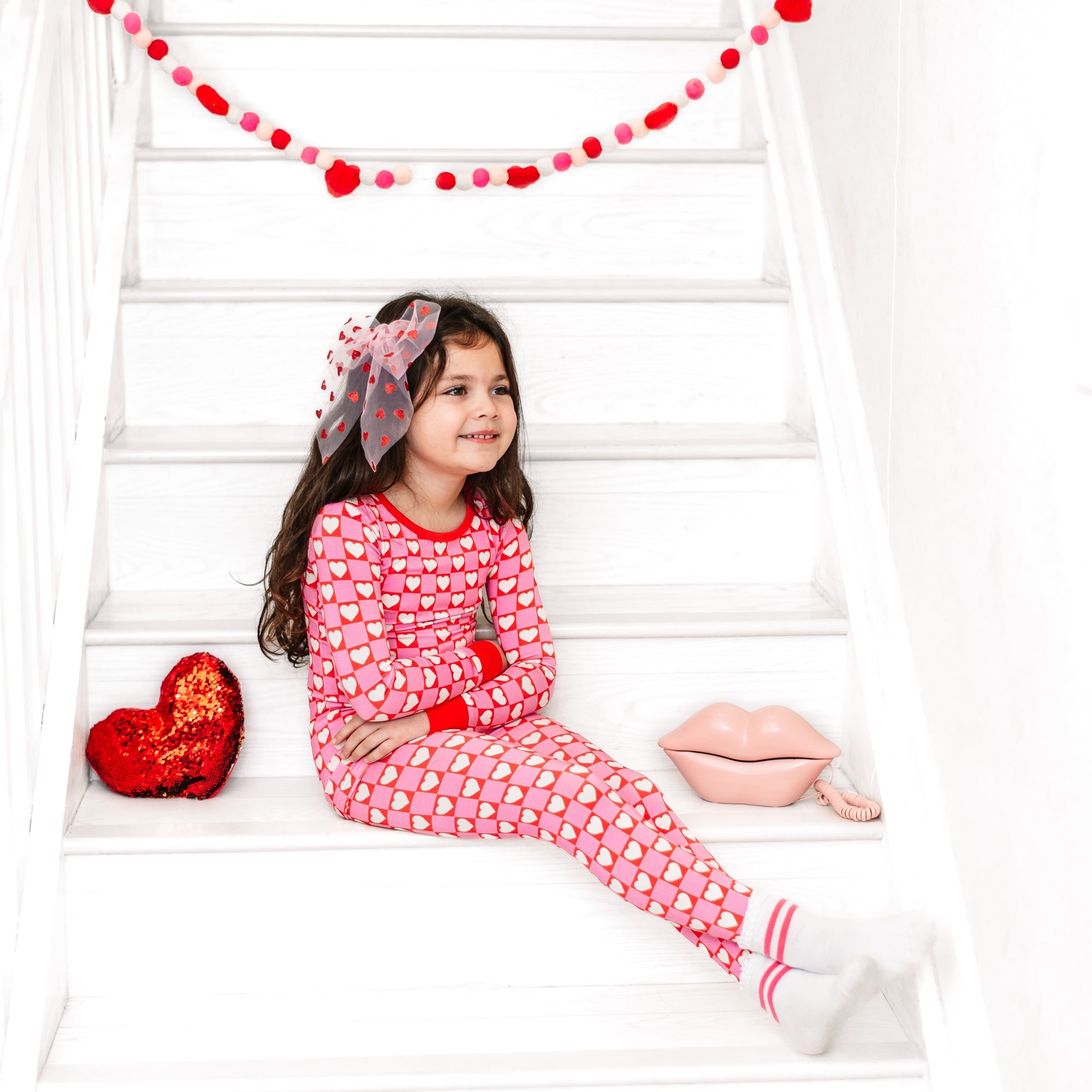 LONG SLEEVE TWO PIECE SET- Red Hearts