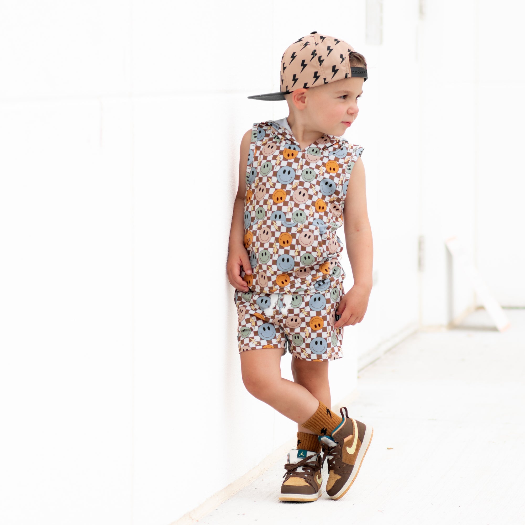 BAMBOO HOODIE TANK- Beige Happy Smiles