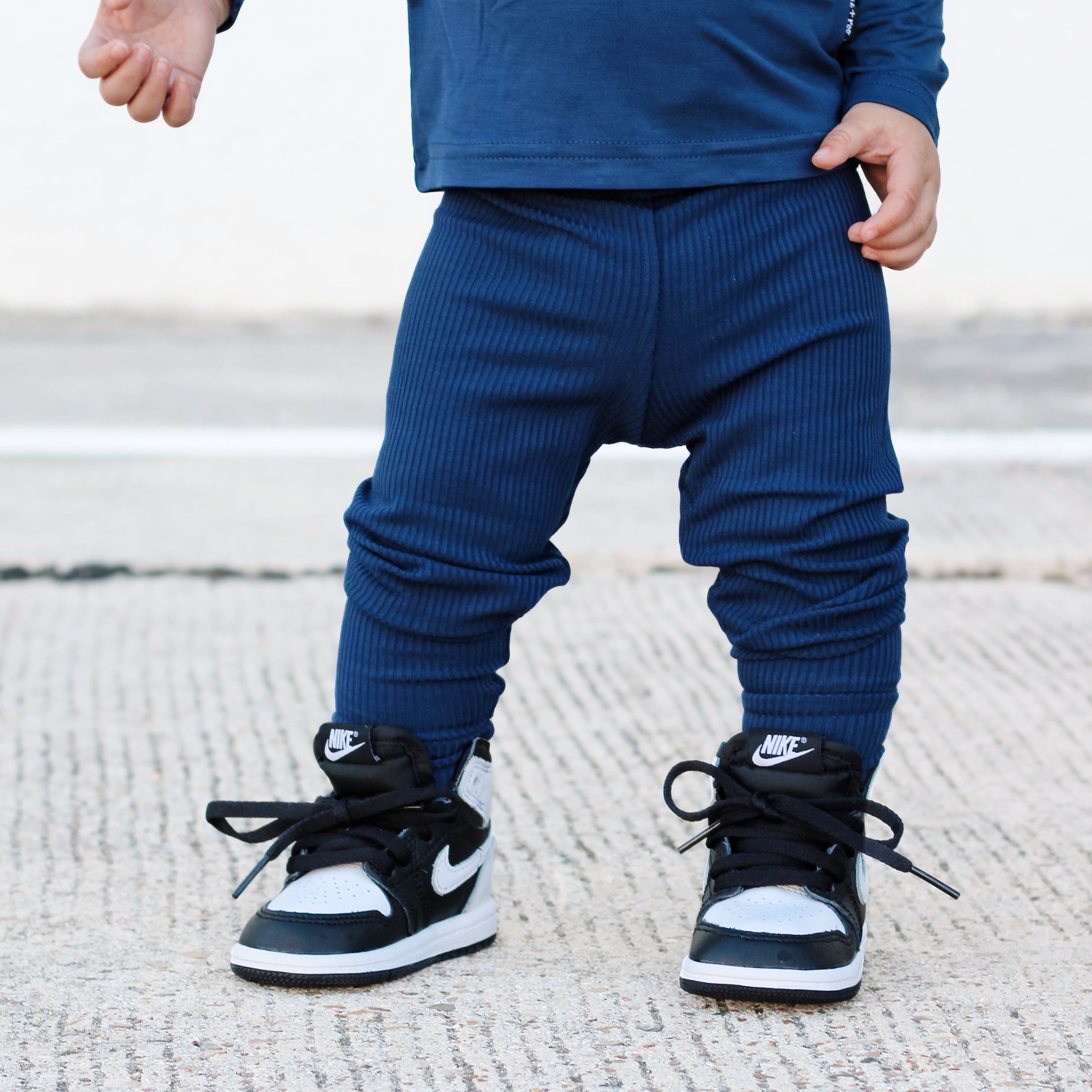 BAMBOO RIB LEGGINGS- Navy