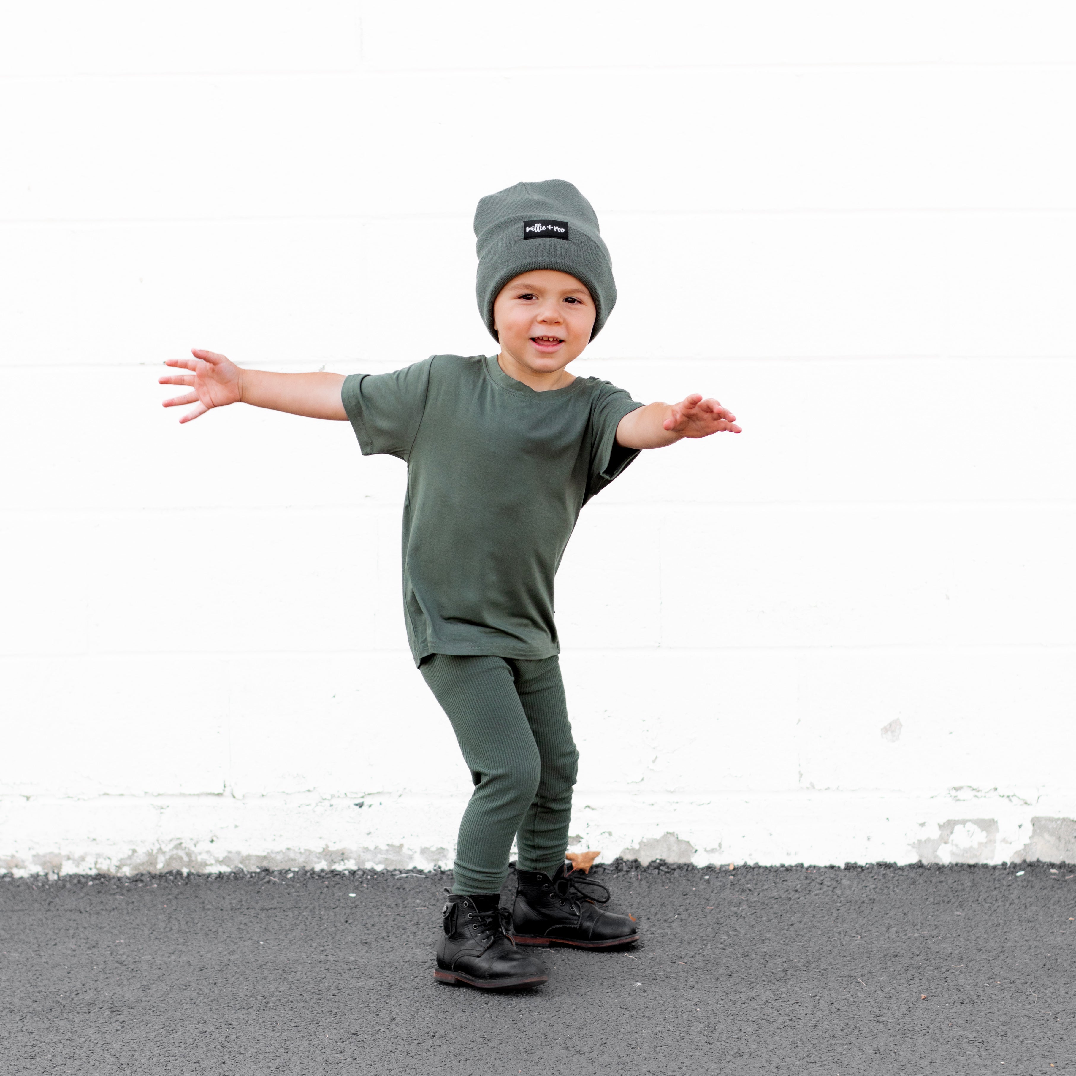 BAMBOO RIB LEGGINGS- Moss