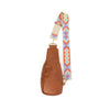 The Atlas | Zippered Sling Bag with Strap: Brown with Boho Strap