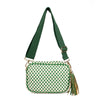 The Finley | Woven Camera Crossbody with Tassel: Kelly Green Checkered