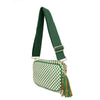The Finley | Woven Camera Crossbody with Tassel: Navy Checkered
