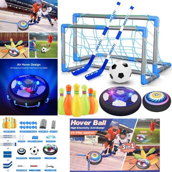 Hover Ball Kit - 3n1 Hockey, Soccer And Bowling