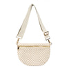 Freya | Woven Vegan Suede Crescent Crossbody Bag : Black/Brown Checkered