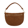 Freya | Woven Vegan Suede Crescent Crossbody Bag : Black/Brown Checkered