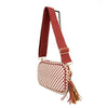 The Finley | Woven Camera Crossbody with Tassel: Navy Checkered