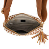 The Finley | Woven Camera Crossbody with Tassel: Navy Checkered